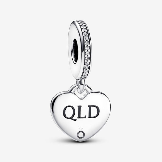 Queensland Engravable Heart Dangle Charm (昆士兰雕刻心形吊饰)